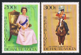 Burkina Faso 436-437,438,MNH.Mi 676-677,Bl.46. Reign Of Queen Elizabeth II,1977. - Burkina Faso (1984-...)