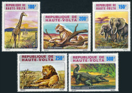 Burkina Faso C141-C145, MNH. Mi 446-450. Giraffes, Elephants, Leopard, Crocodile - Burkina Faso (1984-...)