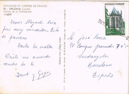 55161. Postal ORLEANS (Loiret)  1965. Lineal, Lineaire GARE ORLEANS, Ferrocarril. Cathedrale - Lettres & Documents