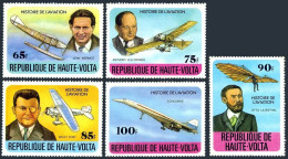 Burkina Faso 462-466,467,MNH. History Of Aviation,1978.Seaplane,Concorde.Pilots. - Burkina Faso (1984-...)
