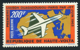 Burkina Faso C8, MNH. Michel 136. 1st Jet Flight Ouadadougu - Paris, 1963. Map. - Burkina Faso (1984-...)