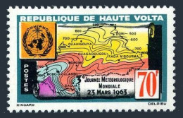 Burkina Faso 107, MNH. Michel 116. WMO, Meteorological Day 1963. Weather Map. - Burkina Faso (1984-...)