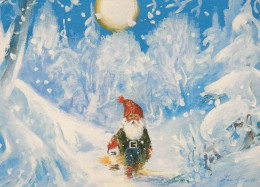 SANTA CLAUS Happy New Year Christmas GNOME Vintage Postcard CPSM #PBA971.A - Santa Claus