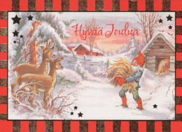 PAPÁ NOEL Feliz Año Navidad GNOMO Vintage Tarjeta Postal CPSM #PBA727.A - Santa Claus