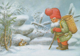 PAPÁ NOEL Feliz Año Navidad GNOMO Vintage Tarjeta Postal CPSM #PBA722.A - Santa Claus