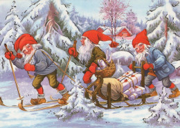 WEIHNACHTSMANN SANTA CLAUS Neujahr Weihnachten GNOME Vintage Ansichtskarte Postkarte CPSM #PBA700.A - Santa Claus