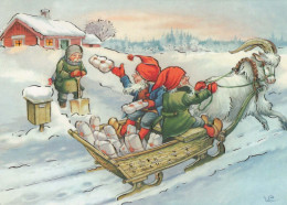 PÈRE NOËL Bonne Année Noël GNOME Vintage Carte Postale CPSM #PBA704.A - Santa Claus