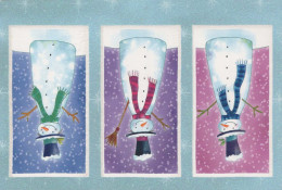 Bonne Année Noël BONHOMME DE NEIGE Vintage Carte Postale CPSM #PAZ813.A - Nouvel An