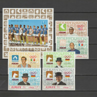 Ajman 1969 Olympic Games Mexico, Basketball, Equestrian, Cycling, Swimming Etc. Set Of 6 + S/s Imperf. MNH - Estate 1968: Messico