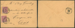 émission 1884 - N°46 X2 Sur Lettre Obl Simple Cercle "Denderleeuw" > Gent - 1884-1891 Leopold II