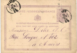 Carte-correspondance N° 28 écrite De Diest Vers Anvers - Cartes-lettres
