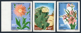 Cameroun 516-518 Imperf,MNH.Mi 645B-647B. Flowers 1971.Gerbera,Cactus,Lily - Kameroen (1960-...)