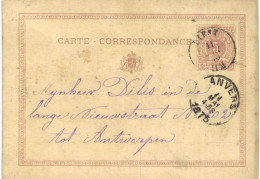 Carte-correspondance N° 28 écrite De Diest Vers Anvers - Kartenbriefe