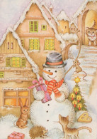 Neujahr Weihnachten SCHNEEMANN Vintage Ansichtskarte Postkarte CPSM #PBM528.A - Neujahr