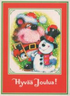 Bonne Année Noël BONHOMME DE NEIGE Vintage Carte Postale CPSM #PBM527.A - Neujahr