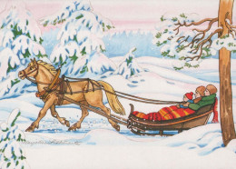 Feliz Año Navidad CABALLO Vintage Tarjeta Postal CPSM #PBM445.A - Neujahr