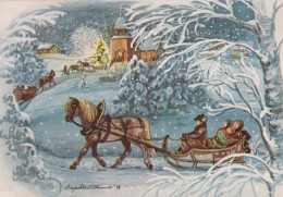Happy New Year Christmas Horse Vintage Postcard CPSM #PBM444.A - Neujahr