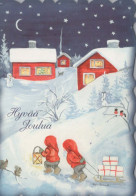 PAPÁ NOEL Feliz Año Navidad GNOMO Vintage Tarjeta Postal CPSM #PBM145.A - Santa Claus