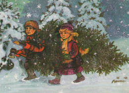 Neujahr Weihnachten KINDER Vintage Ansichtskarte Postkarte CPSM #PBM238.A - Neujahr