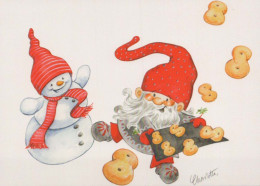 BABBO NATALE Buon Anno Natale GNOME Vintage Cartolina CPSM #PBM021.A - Santa Claus