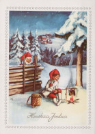 SANTA CLAUS Happy New Year Christmas GNOME Vintage Postcard CPSM #PBL703.A - Santa Claus