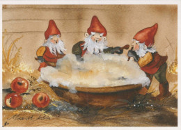 BABBO NATALE Buon Anno Natale GNOME Vintage Cartolina CPSM #PBL650.A - Santa Claus