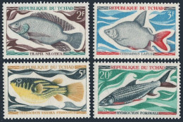 Chad 218-221, Hinged. Mi 282-285. Fish 1969. Tilapia Nilotica, Citharinus Latus, - Tsjaad (1960-...)