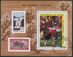 Chad C297, CTO. Michel 1170 Bl.240. Olympics Seoul-1988, 10.000-meter Race. - Chad (1960-...)