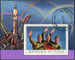 Chad C108-C109 Sheets, CTO. Mi Bl.31-32. Soyuz 11, 1972. Three Cosmonauts. - Chad (1960-...)