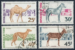 Chad 271-274, CTO. Michel 592-595. Farm Animals 1972.Dromedary, Horse, Dog, Goat - Tchad (1960-...)