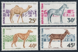 Chad 271-274,hinged.Michel 592-595. Farm Animals 1972.Dromedary,Horse,Dog,Goat. - Chad (1960-...)