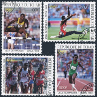 Chad C293-C296,C297, CTO. Mi 1166-1169, Bl.240. Olympics Seoul-1988. Athletic. - Tsjaad (1960-...)