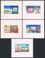 Chad 327,C206-C209,deluxe Sheets,MNH.Michel A775-A779. Zeppelin,75th Ann.1977. - Tschad (1960-...)