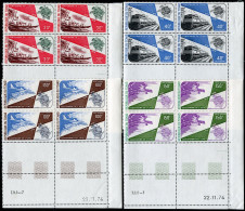 Chad C161-C164 Blocks/4,MNH.Mi 704-707. UPU-100,1974.Vessel,Locomotive,Airplane, - Tsjaad (1960-...)