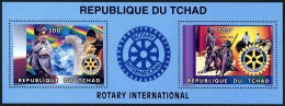 Chad 696 Ab Sheet,MNH. Rotary Intl 1996.Boy,water Pipes;Native,volunteers. - Tchad (1960-...)