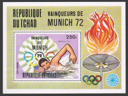 Chad C153,MNH.Mi Bl.57. Olympics Munich-1972.Medal Winners.Swimming,Mark Spitz.  - Chad (1960-...)