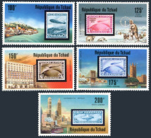 Chad 327,C206-C209,MNH.Mi 775-779. Zeppelin-75,1977.Stamp On Stamp,Views. - Tschad (1960-...)