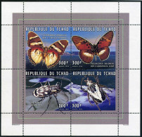 Chad 681 Ad Sheet,MNH. Butterflies & Insects,1996. - Tsjaad (1960-...)