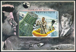 Chad 225E,MNH.Mi Bl.26. Apollo Program,1970.Conrad And Bean In Life Raft,Kennedy - Tsjaad (1960-...)
