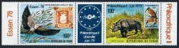 Chad C238-C239a Pair/blue Lbel,MNH.Mi 829-830. ESSEN-1978.Rhinoceros,Kingfisher. - Tschad (1960-...)