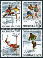 Chad 313,C187-C189,C190,CTO. Mi 742-745,Bl.65. Olympics Montreal-1976. Hurdless, - Tsjaad (1960-...)