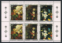 Chad 236A Sheet/2 Strips, MNH. Flowers, 1971, By Rubens, Van Os, Jan Brueghel.  - Tsjaad (1960-...)