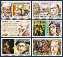 Chad 482-487,488,MNH.Mi 1031-1036,Bl.205. Events 1984. President Habre,Painters, - Tschad (1960-...)