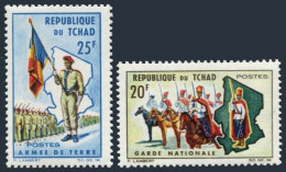 Chad 104-105, MNH. Michel 127-128. Army Of Chad, 1964. Guard, Infantry. - Tchad (1960-...)