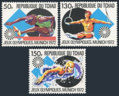 Chad 260-262, MNH. Mi 550-552. Olympics Munich-1972. Hurdles,Gymnastics,Swimming - Tchad (1960-...)