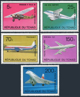 Chad C154F-C154K,MNH.Michel 679-683. Airplanes 1973.Fokker,Rapide,Concorde, - Tchad (1960-...)