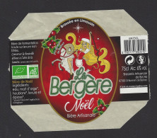 Etiquette De Bière De Noël -  La Bergère  -  Brasserie De Bel Air  à  Saint Bonnet De Bellac  (87) - Cerveza