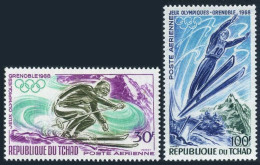 Chad C40-C41, MNH. Mi 195-196. Olympics Grenoble-1968. Downhill Skiing, Ski Jump - Tschad (1960-...)