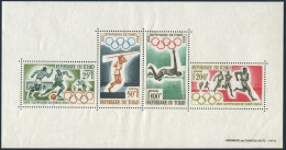 Chad C18a, MNH. Mi Bl.1. Olympics Tokyo-1964. Soccer, Javelin Throw, High Jump, - Tschad (1960-...)
