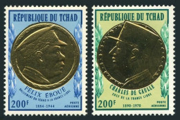 Chad C92-C93,C93a,MNH.Mi 424-425,Bl.28. Pres.Felix Eboue,Charles De Gaulle,1971. - Chad (1960-...)